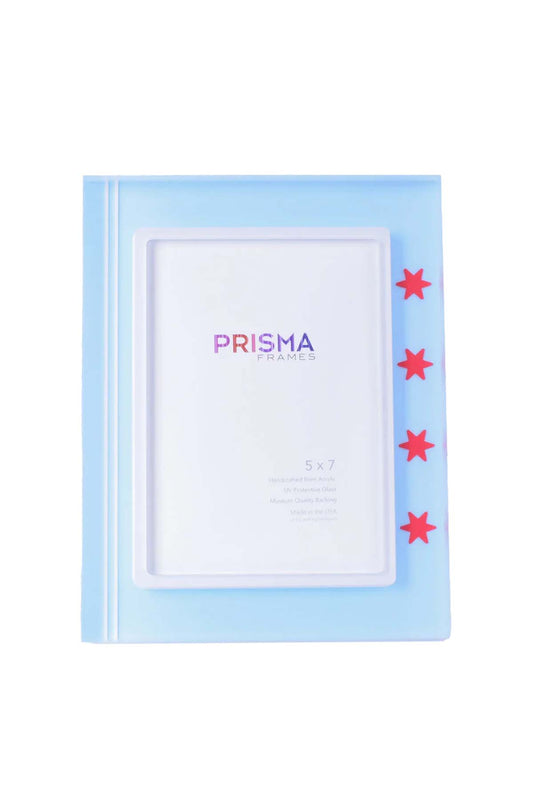 Powder blue Chicago frame with white stripes on the side - front view