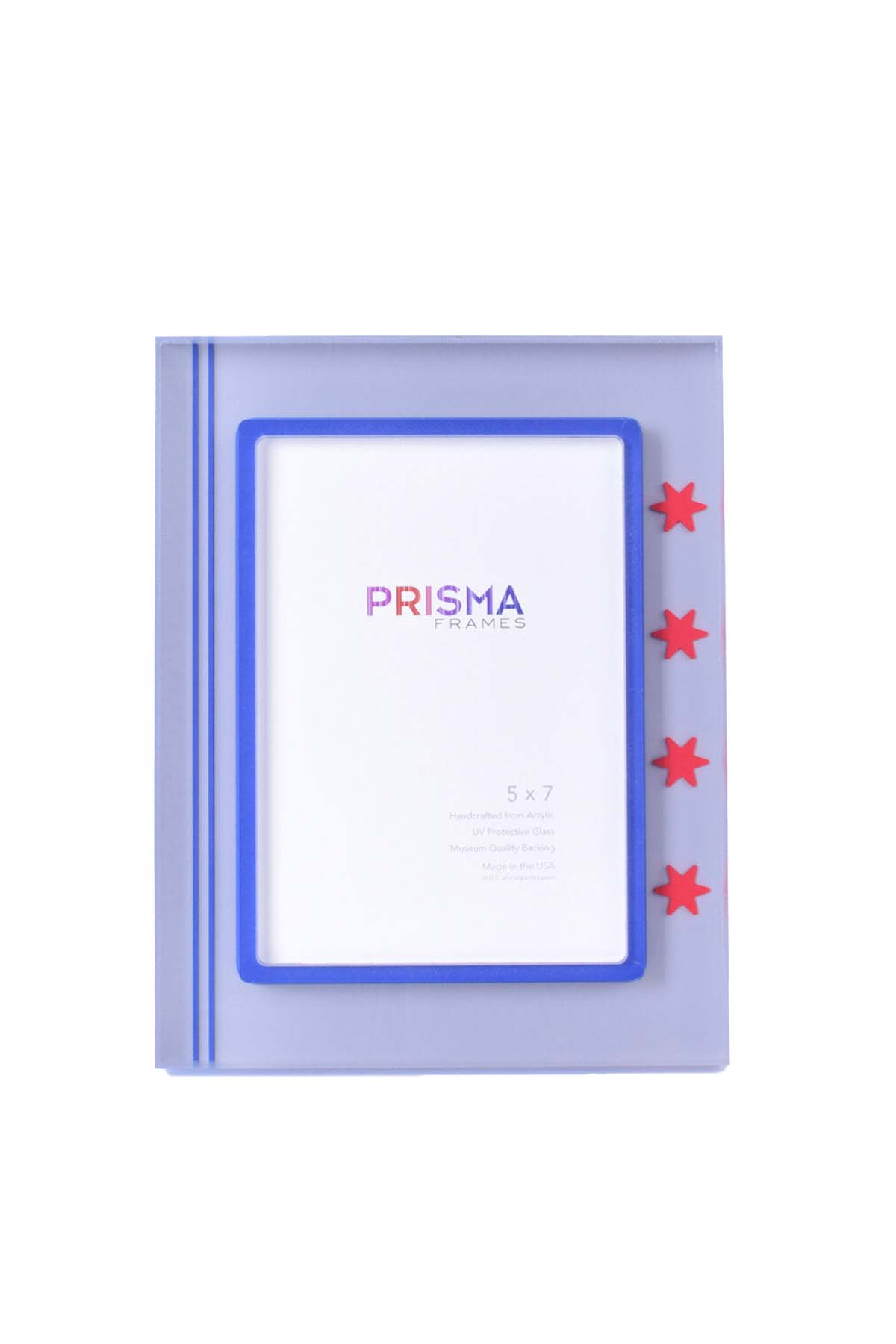 Smoke Gray Chicago frame with navy stripes on the side and red stars on the opposite side - front view