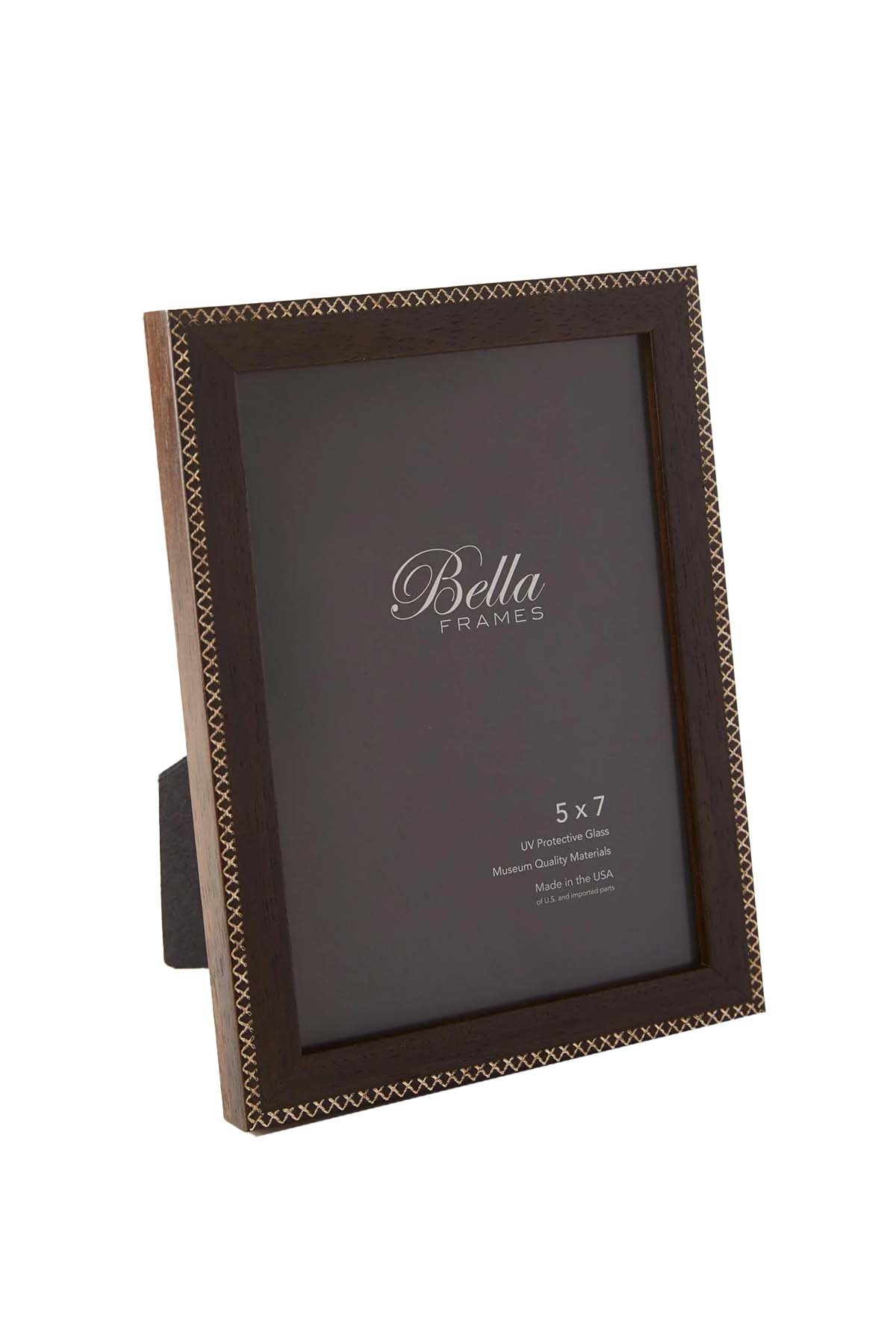 Jax Brown 5x7 frame with Gold criss-cross detailing - side view