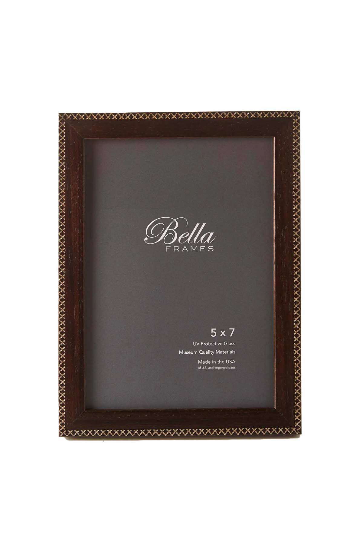 Jax Brown 5x7 frame with Gold criss-cross detailing - front view