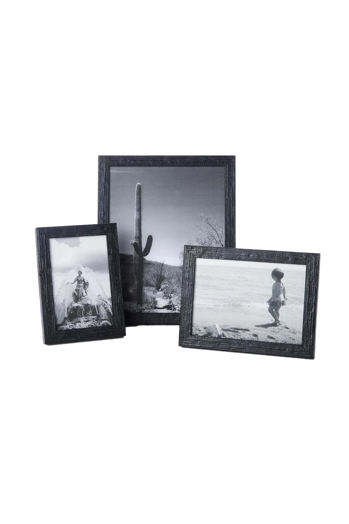 Oaxaca Woven Black Clay Textured Frame, grouping view of multiple sizes and shapes