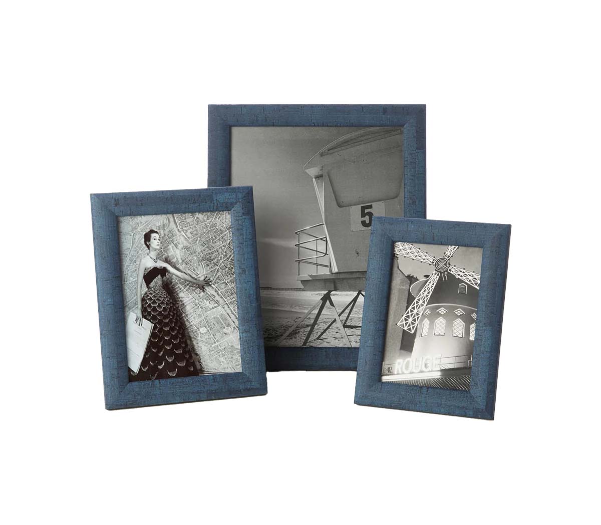 Tappo Indigo Blue Cork Frames of different shapes and sizes