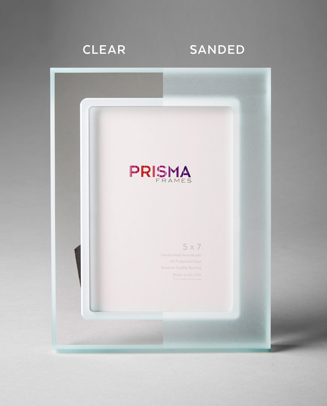 Comparison of clear and sanded/opaque lucite frame textures