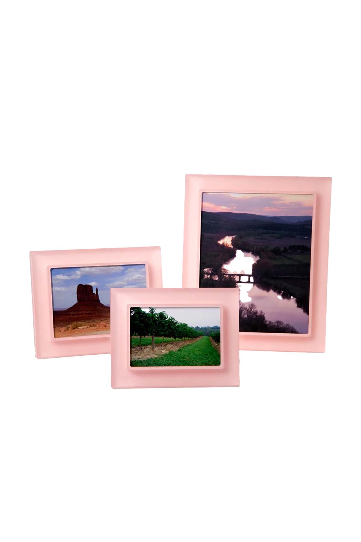 Pink Prisma frame, group viewing of multiple sizes and shapes