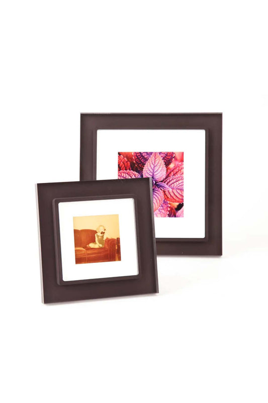 Chocolate Brown Prestige Prisma square frames in two sizes, front view