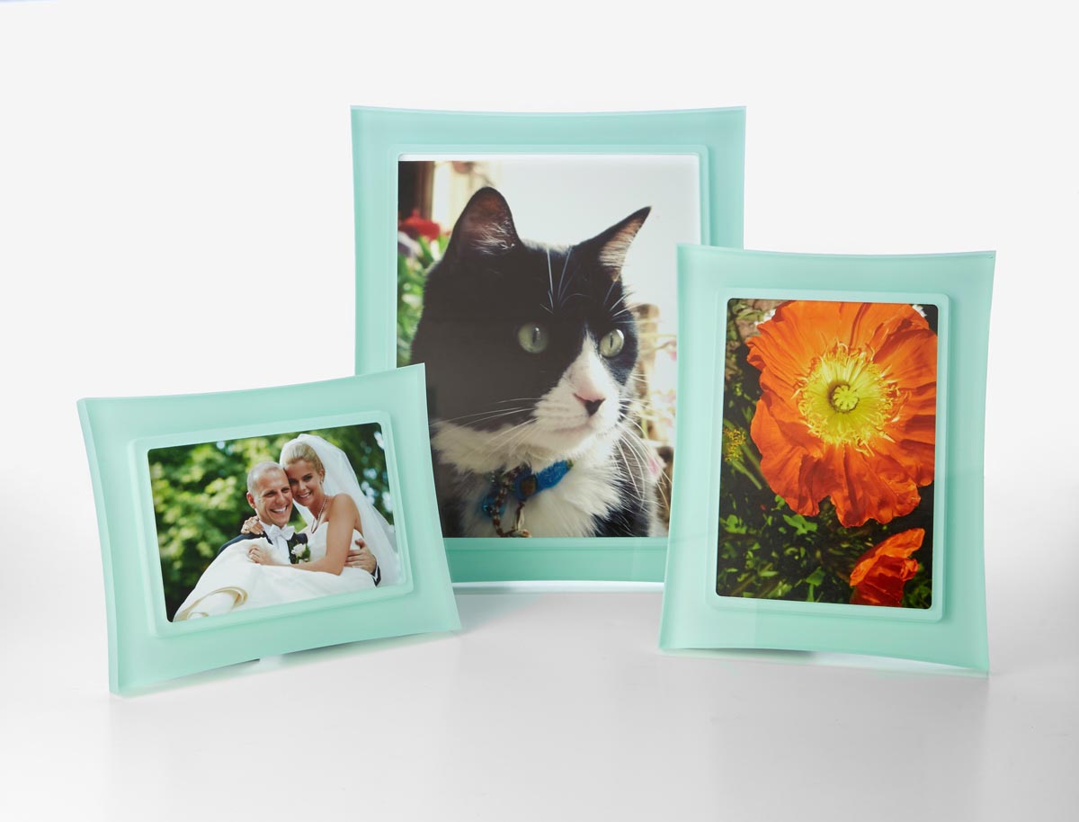 Risa Mint Green frames with flared edges, grouping of many shapes and sizes